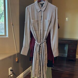 White House Black Market Black and White Striped Shirt Dress